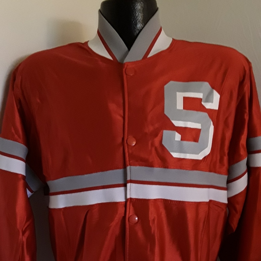 Vintage men red Speedline athletic jacket snap size M Y2K